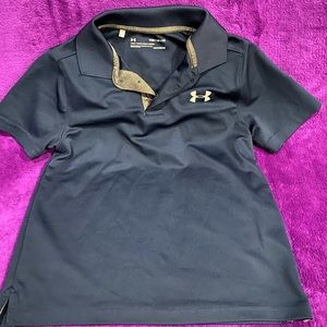 Boys Navy Under Armor Polo shirt. Size small.